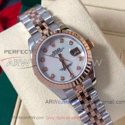 Perfect Replica TW Rolex Datejust 2-Tone Rose Gold Jubilee Band Rose Gold Fluted Bezel 28mm Women's Watch